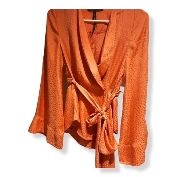 bcbgmaxazria Women's Long Sleeve Wrap |  Papaya Kimono Top - Picture 5 of 6